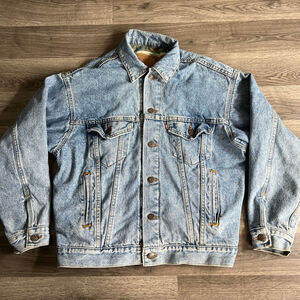 VTG Levi's Trucker Jacket Men's Small Aztec Southwest Lined Blue Denim Jean 1990
